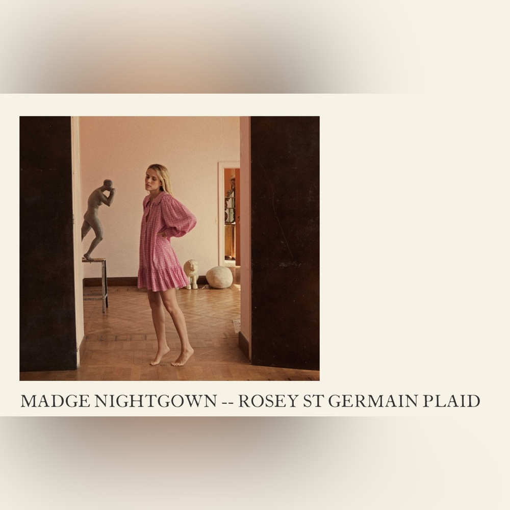 💋SOLD💋✨🎪🌷DÔEN ‘ Madge’ Rosy St Germain Plaid Organic Cotton Nightgown Dress - Picture 14 of 15